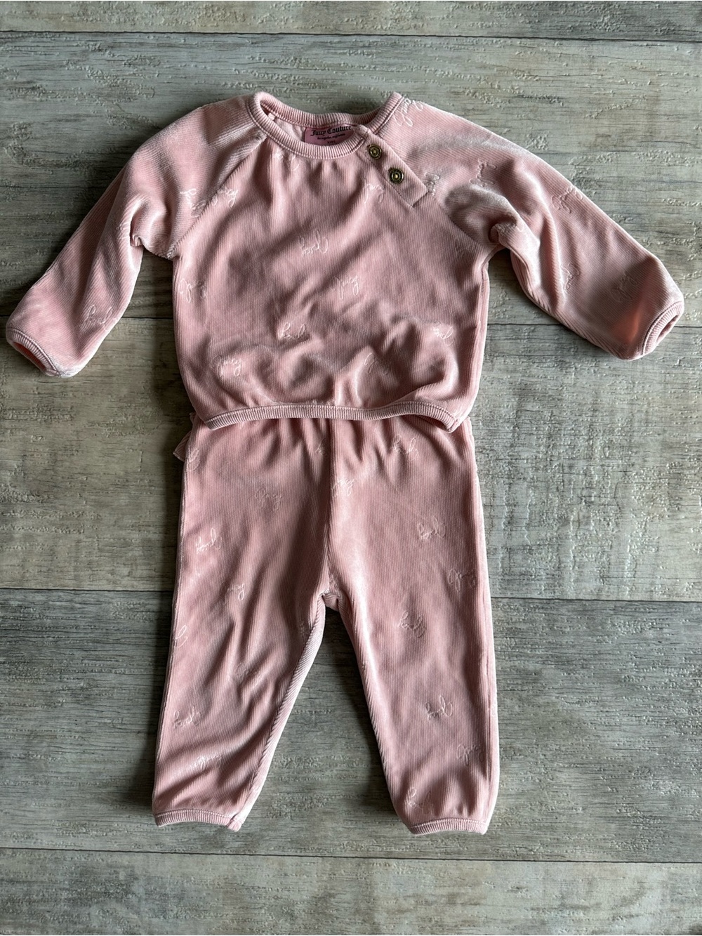 Juicy Couture Baby Girl Pink Velour Set 6/9M